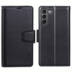 HANMAN Mill Series Phone Stand Case for Samsung Galaxy S23 PU Leather Wallet Phone Cover - Black