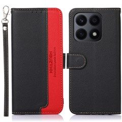 KHAZNEH For Honor X8a 4G Leather Phone Case RFID Blocking  Anti-Scratch Litchi Texture Stand Wallet Protective Phone Shell - Black