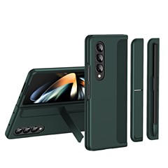 Slim Phone Case for Samsung Galaxy Z Fold4 5G Shockproof Had PC Kickstand Case with Pencil Holder - Green