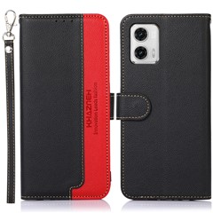 KHAZNEH For Motorola Moto G73 5G RFID Blocking Phone Case Litchi Texture Stand Wallet Phone Leather Cover - Black