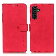 KHAZNEH For Samsung Galaxy A24 4G (162.1 x 77.6 x 8.3mm) Anti-shock Phone Case Retro Texture Flip Wallet Stand Protective Phone Cover - Red