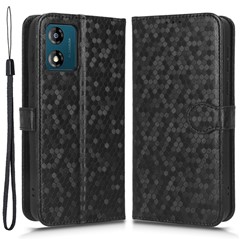 PU Leather Cover for Motorola Moto E13 4G Stand Cover Dot Pattern Imprinted Wallet Phone Case - Black