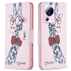 For Xiaomi 13 Lite / Civi 2 5G Phone Case Pattern Printing PU Leather Wallet Stand Cover - Giraffe