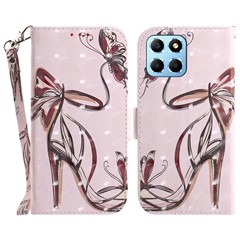 PU Leather Case for Honor X8 5G Protective Shell Wallet Phone Flip Cover with Strap - Butterfly High Heels