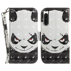 PU Leather Folio Flip Cover for Sony Xperia 10 V Protective Case Wallet Phone Cover with Strap - Angry Panda