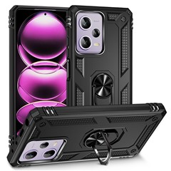Ring Holder Kickstand Phone Case for Xiaomi Redmi Note 12 Pro 5G / Note 12 Pro Speed 5G / Poco X5 Pro 5G , TPU + PC Hybrid Cover - Black