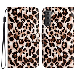 For Samsung Galaxy S22 5G Pattern Printing PU Leather Phone Case Wallet Stand Flip Shockproof Cover - Leopard Print