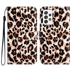 For Samsung Galaxy A32 4G (EU Version) Pattern Printing Shockproof Phone Case Leather Wallet Flip Stand Shell - Leopard Print