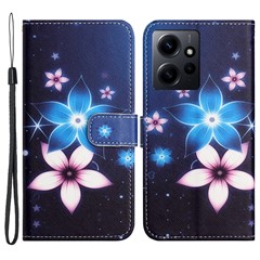 For Xiaomi Redmi Note 12 4G PU Leather Wallet Phone Case 3D Pattern Printing Phone Stand Cover - Blue Flower