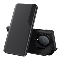 For Honor X9a 5G / Magic5 Lite 5G Phone Case Folio Flip PU Leather Stand Cover - Black