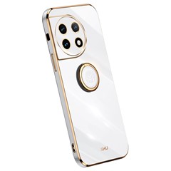 XINLI For OnePlus Ace 2 5G / 11R 5G Electroplating Phone Case Ring Kickstand Soft TPU Phone Cover - White