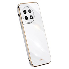 XINLI TPU Phone Case for OnePlus 11 5G , Full Lens Protection Electroplating Edge Phone Cover - White