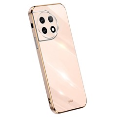 XINLI TPU Phone Case for OnePlus 11 5G , Full Lens Protection Electroplating Edge Phone Cover - Pink
