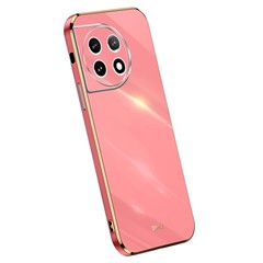 XINLI TPU Phone Case for OnePlus 11 5G , Full Lens Protection Electroplating Edge Phone Cover - Red