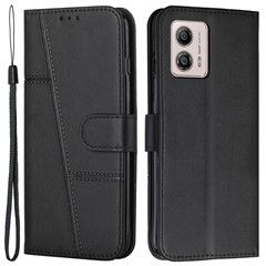 For Motorola Moto G53 5G / G13 4G / G23 4G Wallet Stand Phone Case PU Leather Cell Phone Cover - Black