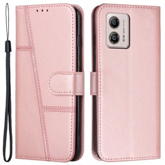 For Motorola Moto G53 5G / G13 4G / G23 4G Wallet Stand Phone Case PU Leather Cell Phone Cover - Rose Gold