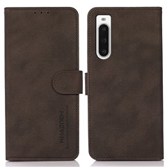KHAZNEH For Sony Xperia 10 V PU Leather Phone Case Wallet Stand Flip Protective Cover - Brown