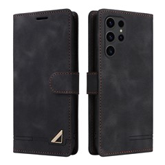 Protective Case for Samsung Galaxy S23 Ultra PU Leather Wallet Case 007 Series Skin-Touch Phone Cover - Black