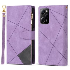 For Xiaomi Poco X5 Pro 5G / Redmi Note 12 Pro Speed 5G / Note 12 Pro 5G Phone Case Zipper Pocket PU Leather Cover - Purple