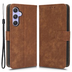 For Samsung Galaxy A54 5G RFID Blocking Wallet Case PU Leather Stand Magnetic Phone Cover with Strap - Brown