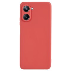 For Realme 10 4G Straight Edge Soft TPU Phone Case Lens Precise Cutout Candy Color Protective Cover - Hawthorn Red