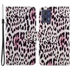 For Motorola Moto G73 5G Pattern Printing Leather Flip Phone Case Stand Wallet Cover with Strap - Leopard