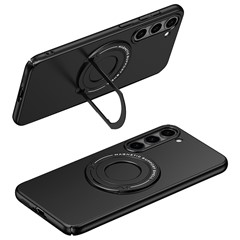 For Samsung Galaxy S23 Kickstand PC+TPU Phone Case Car Mount Phone Cover - Black