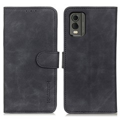 KHAZNEH For Nokia C32 Retro Texture Phone Leather Case Wallet Stand Protective Cover - Black