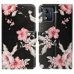 For Motorola Moto E13 4G PU Leather Pattern Printing Phone Case Wallet Stand Flip Folio Protective Cover - Azalea