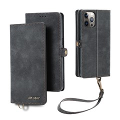  crazy horse texture leather card holder case Stand for Amazon Fire Phone - Black