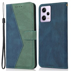 For Xiaomi Poco X5 Pro 5G / Redmi Note 12 Pro Speed 5G / 12 Pro 5G Anti-drop Stand Case Splicing PU Leather Wallet Phone Cover - Blue / Green