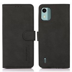 KHAZNEH For Nokia C12 4G / C12 Plus / C12 Pro PU Leather Textured Flip Phone Case Magnetic Folio Stand Wallet Cover - Black
