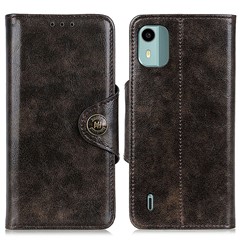 KHAZNEH for Nokia C12 4G / C12 Plus / C12 Pro Phone Stand Case PU Leather Anti-Scratch Wallet Cover - Coffee