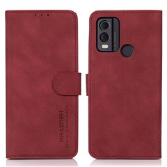 KHAZNEH For Nokia C22 Textured Phone Case with Stand Wallet, PU Leather Phone Cover - Red