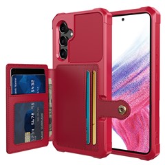 ZM03 For Samsung Galaxy A34 5G Kickstand Case PU Leather Coated TPU Phone Shell with Card Holder - Red