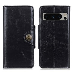 KHAZNEH for Google Pixel 8 Pro Anti-Scratch Phone Stand Case PU Leather Wallet Cover - Black
