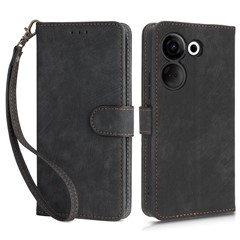 For TECNO Camon 20 Pro 4G CK7n / 20 4G CK6 RFID Blocking Leather Phone Case Cell Phone Stand Wallet Cover with Strap - Black