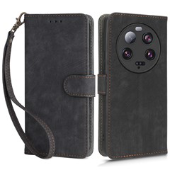 For Xiaomi 13 Ultra Wallet Stand Phone Cover RFID Blocking Leather Phone Case with Strap - Black