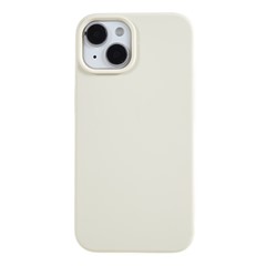 For iPhone 13 6.1 inch Shockproof Liquid Silicone Phone Case Back Protective Cover with Soft Lining - White
