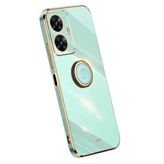 XINLI For Realme C55 4G Electroplating Phone Case TPU Cover with Ring Kickstand - Cyan