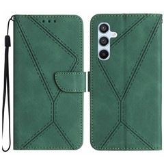 HT05 Wallet Phone Case for Samsung Galaxy A34 5G PU Leather Case Skin-touch Phone Shell with Strap - Green