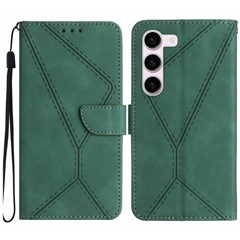 HT05 Shockproof Phone Case for Samsung Galaxy S23 Skin-touch PU Leather Wallet Cover with Strap - Green