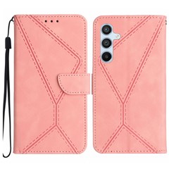 For Samsung Galaxy A14 5G / 4G Phone Case HT05 Skin-touch Anti-Drop PU Leather Cover with Wallet, Strap - Pink