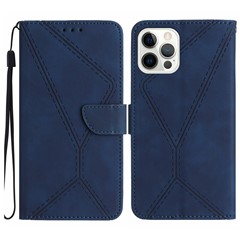 HT05 Phone Flip Case for iPhone 14 Pro Magnetic Clasp Wallet Shell Skin-touch PU Leather Cover - Blue