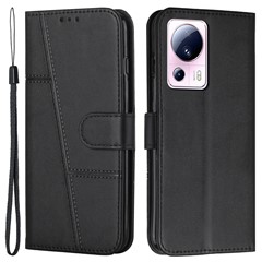 Wallet Stand Case for Xiaomi 13 Lite / Civi 2 5G Magnetic Clasp PU Leather Cell Phone Drop-proof Cover - Black