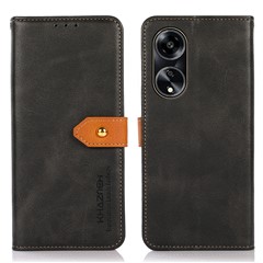 KHAZNEH For Oppo A1 5G Shockproof PU Leather Phone Cover Cowhide Texture Wallet Stand Case - Black