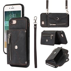  crazy horse texture leather card holder case Stand for Amazon Fire Phone - Black