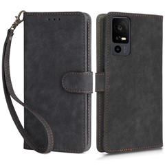 RFID Blocking Wallet Cover for TCL 40 XE / 40 X T601D / NxtPaper 5G , PU Leather Stand Phone Case with Strap - Black