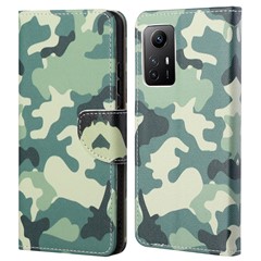 For Xiaomi Redmi Note 12S 4G Pattern Printing Leather Cellphone Case Wallet Stand Phone Cover - Camouflage