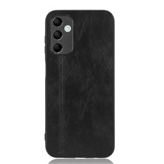 For Samsung Galaxy M14 5G Leather Coated TPU+PC Phone Case Cowhide Texture Anti-scratch Cover - Black